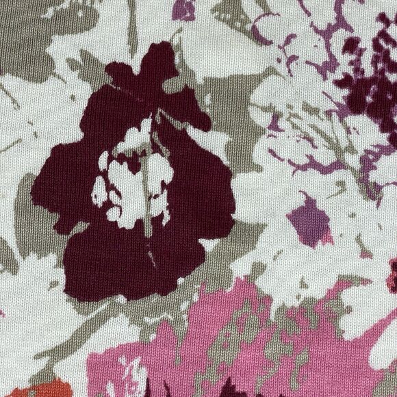 Cherokee Floral Button-Up Cardigan Med Crew Neck Purple Beige Orange Tight Knit - Picture 4 of 14